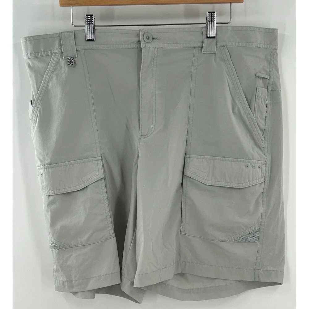 Columbia PFG Mens Gray Omni-Shade Performance Fishing Cargo Shorts XL 8L‎